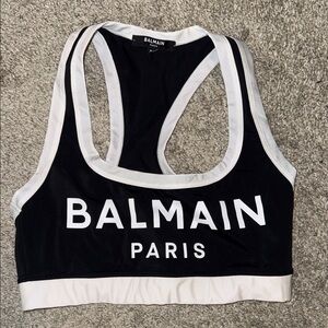 Balmain Black and White Logo Sports Bra